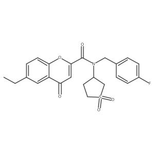 N-(1,1-dioxidotetrahydrothiophen-3-yl)-6-ethyl-N-(4-fluorobenzyl)-4-oxo-4H-chromene-2-carboxamide Structure