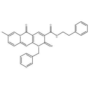 2-imino-8-methyl-5-oxo-N-(2-phenylethyl)-1-(pyridin-3-ylmethyl)-1,5-dihydro-2H-dipyrido[1,2-a:2',3'-d]pyrimidine-3-carboxamide结构式