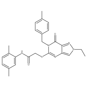 N-(2,5-dimethylphenyl)-2-((2-ethyl-6-(4-methylbenzyl)-7-oxo-6,7-dihydro-2H-pyrazolo[4,3-d]pyrimidin-5-yl)thio)acetamide结构式