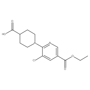 1-(3-Chloro-5-(ethoxycarbonyl)pyridin-2-yl)piperidine-4-carboxylic acid结构式