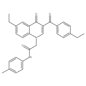 2-(6-ethyl-3-(4-ethylbenzoyl)-4-oxoquinolin-1(4H)-yl)-N-(p-tolyl)acetamide结构式