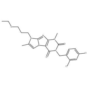 3-(2,4-dichlorobenzyl)-8-(3-ethoxypropyl)-1,7-dimethyl-1H-imidazo[2,1-f]purine-2,4(3H,8H)-dione结构式
