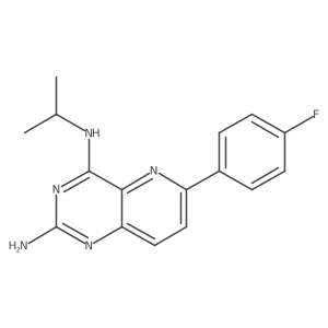 2-amino-4-(N-isopropylamino)-6-(4-fluorophenyl)pyrido-[3,2-d]pyrimidine结构式