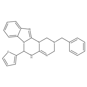 2-benzyl-6-(furan-2-yl)-2,3,4,6-tetrahydro-1H-[1,3,5]triazino[1',2':3,4][1,3,5]triazino[1,2-a]benzimidazole结构式
