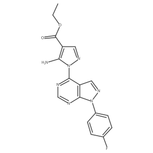 ethyl 5-amino-1-[1-(4-fluorophenyl)-1H-pyrazolo[3,4-d]pyrimidin-4-yl]-1H-pyrazole-4-carboxylate Structure