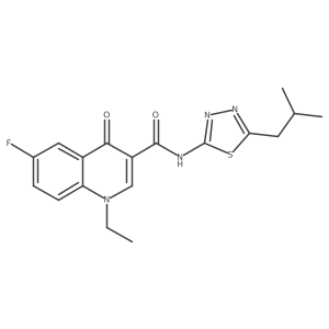 CCn1cc(C(=O)Nc2nnc(CC(C)C)s2)c(=O)c2cc(F)ccc21结构式