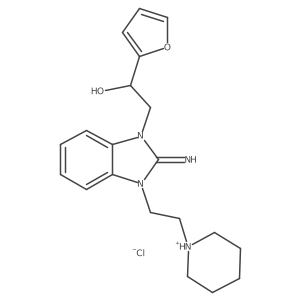 1-(Furan-2-yl)-2-[2-imino-3-(2-piperidin-1-ium-1-ylethyl)benzimidazol-1-yl]ethanol;chloride Structure