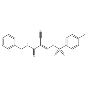 Cc1ccc(S(=O)(=O)ON=C(C#N)C(=O)NCc2ccccc2)cc1结构式