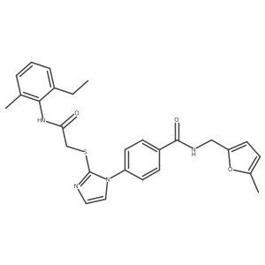 4-(2-((2-((2-ethyl-6-methylphenyl)amino)-2-oxoethyl)thio)-1H-imidazol-1-yl)-N-((5-methylfuran-2-yl)methyl)benzamide结构式