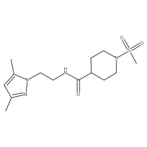 N-(2-(3,5-dimethyl-1H-pyrazol-1-yl)ethyl)-1-(methylsulfonyl)piperidine-4-carboxamide结构式
