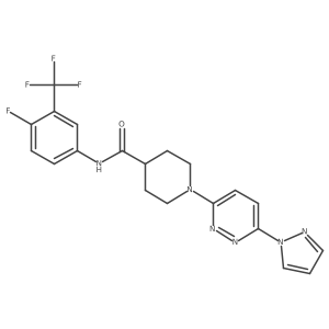 1-(6-(1H-pyrazol-1-yl)pyridazin-3-yl)-N-(4-fluoro-3-(trifluoromethyl)phenyl)piperidine-4-carboxamide Structure