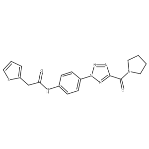 N-(4-(5-(pyrrolidine-1-carbonyl)-2H-tetrazol-2-yl)phenyl)-2-(thiophen-2-yl)acetamide结构式