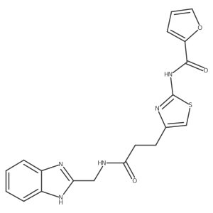 N-(4-(3-(((1H-benzo[d]imidazol-2-yl)methyl)amino)-3-oxopropyl)thiazol-2-yl)furan-2-carboxamide结构式