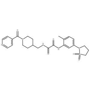 N1-(5-(1,1-dioxidoisothiazolidin-2-yl)-2-methylphenyl)-N2-((1-isonicotinoylpiperidin-4-yl)methyl)oxalamide结构式