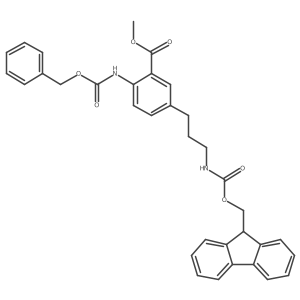 2-Benzyloxycarbonylamino-5-[3-(9H-fluoren-9-ylmethoxycarbonylamino)-propyl]-benzoic acid methyl ester Structure