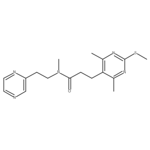 3-[4,6-dimethyl-2-(methylsulfanyl)pyrimidin-5-yl]-N-methyl-N-[2-(pyrazin-2-yl)ethyl]propanamide Structure