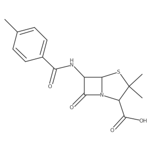 (2S,5R,6R)-3,3-Dimethyl-6-[(4-methylbenzoyl)amino]-7-oxo-4-thia-1-azabicyclo[3.2.0]heptane-2-carboxylic acid结构式