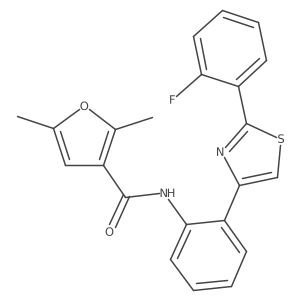 N-(2-(2-(2-fluorophenyl)thiazol-4-yl)phenyl)-2,5-dimethylfuran-3-carboxamide结构式