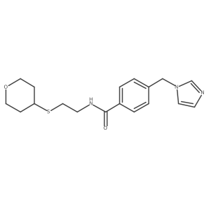 4-((1H-imidazol-1-yl)methyl)-N-(2-((tetrahydro-2H-pyran-4-yl)thio)ethyl)benzamide Structure