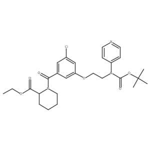 2-Piperidinecarboxylic acid,1-[3-chloro-5-[2-[[(1,1-dimethylethoxy)carbonyl]-4-pyridinylamino]ethoxy]benzoyl]-,ethyl ester结构式
