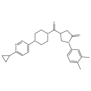 4-[4-(6-Cyclopropylpyridazin-3-yl)piperazine-1-carbonyl]-1-(3,4-dimethylphenyl)pyrrolidin-2-one Structure