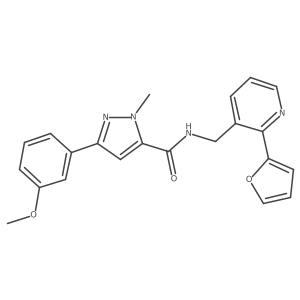 N-((2-(furan-2-yl)pyridin-3-yl)methyl)-3-(3-methoxyphenyl)-1-methyl-1H-pyrazole-5-carboxamide Structure