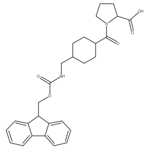 (2S)-1-{4-[({[(9H-fluoren-9-yl)methoxy]carbonyl}amino)methyl]cyclohexanecarbonyl}pyrrolidine-2-carboxylic acid Structure