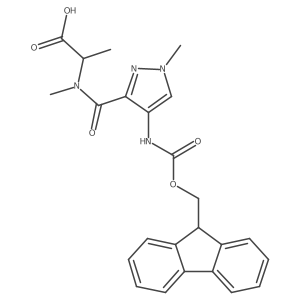 (2S)-2-{1-[4-({[(9H-fluoren-9-yl)methoxy]carbonyl}amino)-1-methyl-1H-pyrazol-3-yl]-N-methylformamido}propanoic acid结构式