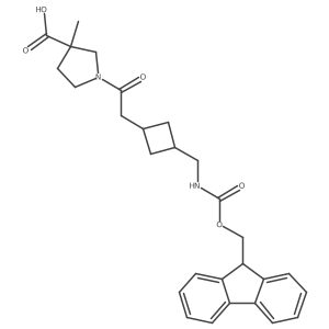 1-(2-{3-[({[(9H-fluoren-9-yl)methoxy]carbonyl}amino)methyl]cyclobutyl}acetyl)-3-methylpyrrolidine-3-carboxylic acid结构式