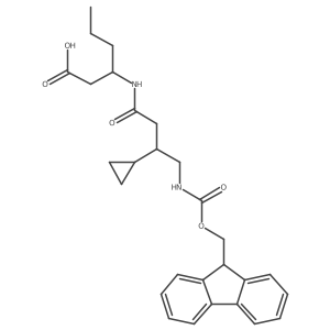 3-[3-cyclopropyl-4-({[(9H-fluoren-9-yl)methoxy]carbonyl}amino)butanamido]hexanoic acid Structure