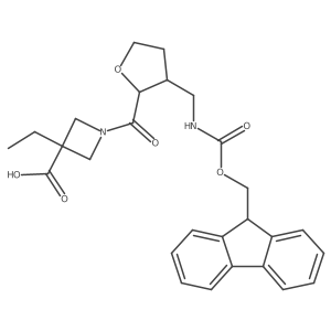 rac-3-ethyl-1-[(2R,3R)-3-[({[(9H-fluoren-9-yl)methoxy]carbonyl}amino)methyl]oxolane-2-carbonyl]azetidine-3-carboxylic acid结构式
