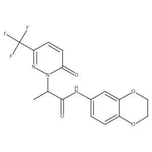 N-(2,3-dihydro-1,4-benzodioxin-6-yl)-2-[6-oxo-3-(trifluoromethyl)-1,6-dihydropyridazin-1-yl]propanamide结构式