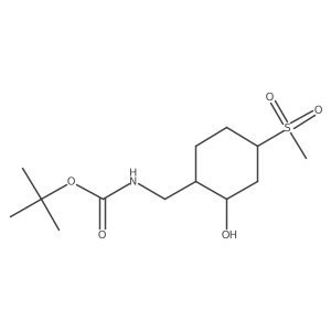 Rel-tert-butyl (((1R,2S,4S)-2-hydroxy-4-(methylsulfonyl)cyclohexyl)methyl)carbamate结构式