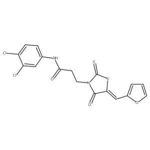 N-(3,4-dichlorophenyl)-3-[(5E)-5-(furan-2-ylmethylidene)-4-oxo-2-thioxo-1,3-thiazolidin-3-yl]propanamide结构式
