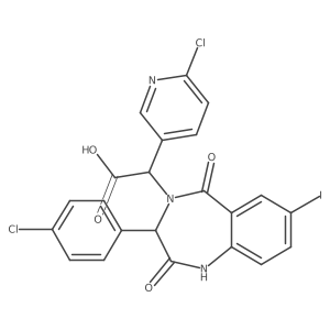(2S)-2-[(3S)-3-(4-chlorophenyl)-7-iodo-2,5-dioxo-1,3-dihydro-1,4-benzodiazepin-4-yl]-2-(6-chloropyridin-3-yl)acetic acid Structure