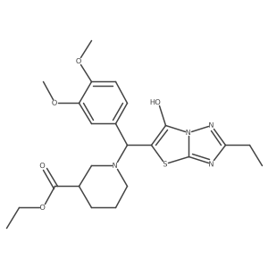 Ethyl 1-((3,4-dimethoxyphenyl)(2-ethyl-6-hydroxythiazolo[3,2-b][1,2,4]triazol-5-yl)methyl)piperidine-3-carboxylate Structure