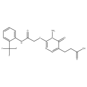 3-(4-Amino-5-oxo-3-((2-oxo-2-((2-(trifluoromethyl)phenyl)amino)ethyl)thio)-4,5-dihydro-1,2,4-triazin-6-yl)propanoic acid结构式