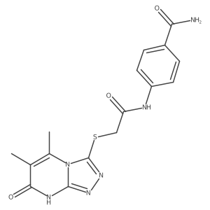 4-(2-((5,6-Dimethyl-7-oxo-7,8-dihydro-[1,2,4]triazolo[4,3-a]pyrimidin-3-yl)thio)acetamido)benzamide结构式
