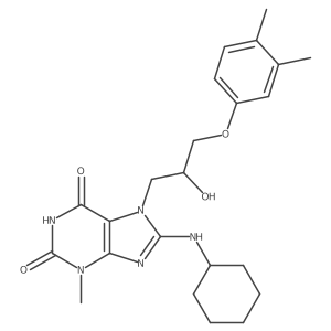 8-(cyclohexylamino)-7-(3-(3,4-dimethylphenoxy)-2-hydroxypropyl)-3-methyl-1H-purine-2,6(3H,7H)-dione Structure
