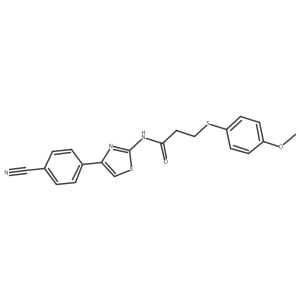N-(4-(4-cyanophenyl)thiazol-2-yl)-3-((4-methoxyphenyl)thio)propanamide结构式