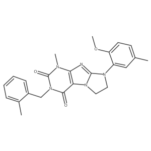 8-(2-Methoxy-5-methylphenyl)-1-methyl-3-[(2-methylphenyl)methyl]-1,3,5-trihydr oimidazolidino[1,2-h]purine-2,4-dione Structure