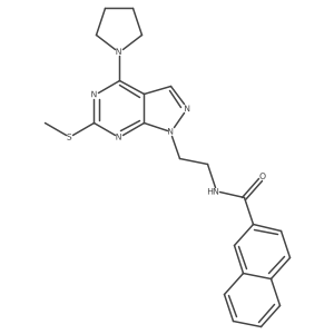 N-(2-(6-(methylthio)-4-(pyrrolidin-1-yl)-1H-pyrazolo[3,4-d]pyrimidin-1-yl)ethyl)-2-naphthamide Structure