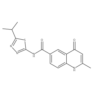 4-hydroxy-2-methyl-N-[(2E)-5-(propan-2-yl)-1,3,4-thiadiazol-2(3H)-ylidene]quinoline-6-carboxamide Structure