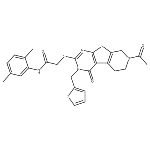 2-((7-acetyl-3-(furan-2-ylmethyl)-4-oxo-3,4,5,6,7,8-hexahydropyrido[4',3':4,5]thieno[2,3-d]pyrimidin-2-yl)thio)-N-(2,5-dimethylphenyl)acetamide Structure