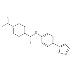 1-acetyl-N-[4-(1H-pyrazol-3-yl)phenyl]piperidine-4-carboxamide结构式