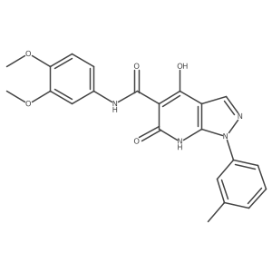 N~5~-(3,4-dimethoxyphenyl)-4-hydroxy-1-(3-methylphenyl)-6-oxo-6,7-dihydro-1H-pyrazolo[3,4-b]pyridine-5-carboxamide结构式