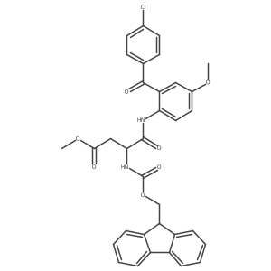 Butanoic acid, 4-[[2-(4-chlorobenzoyl)-4-methoxyphenyl]amino]-3-[[(9H-fluoren-9-ylmethoxy)carbonyl]amino]-4-oxo-, methyl ester, (3S)- Structure