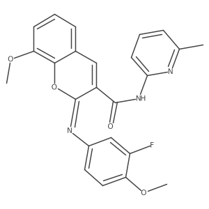 (2Z)-2-[(3-fluoro-4-methoxyphenyl)imino]-8-methoxy-N-(6-methylpyridin-2-yl)-2H-chromene-3-carboxamide Structure