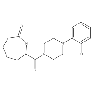3-(4-(2-Hydroxyphenyl)piperazine-1-carbonyl)-1,4-thiazepan-5-one结构式