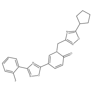 1-((5-cyclopentyl-1,2,4-oxadiazol-3-yl)methyl)-5-(3-(2-fluorophenyl)-1,2,4-oxadiazol-5-yl)pyridin-2(1H)-one Structure